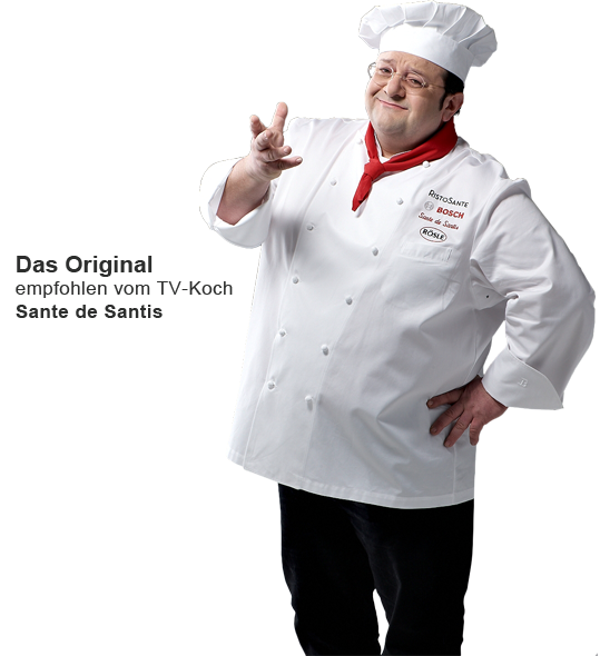 Der berühmte TV Koch Sante de Santis empfielt den Perfetta Pizzastein<br />
Produktbilder Start und Unterseite: Der original Perfetta Pizzastein für die perfekte Pizza zu Hause
